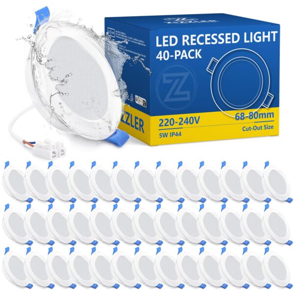 ZIZZLER 40er Set LED Einbaustrahler 230V – Flach 68-80mm für Bad & Küche IP44