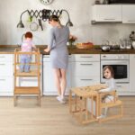 COSYLAND Lernturm 3 in 1 aus Bambus – Klappbar mit Maltafel für Kinder ab 1 Jahr – Bild 2