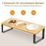 GUUSII HOME Erhöhter Katzennapf 3er Set – Ergonomische Futterstation aus Bambus & Keramik – Bild 4
