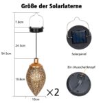 CCILAND Solarlaterne 2er Set Metall – Warmweiss LED Hängend IP65 Wasserdicht – Bild 7
