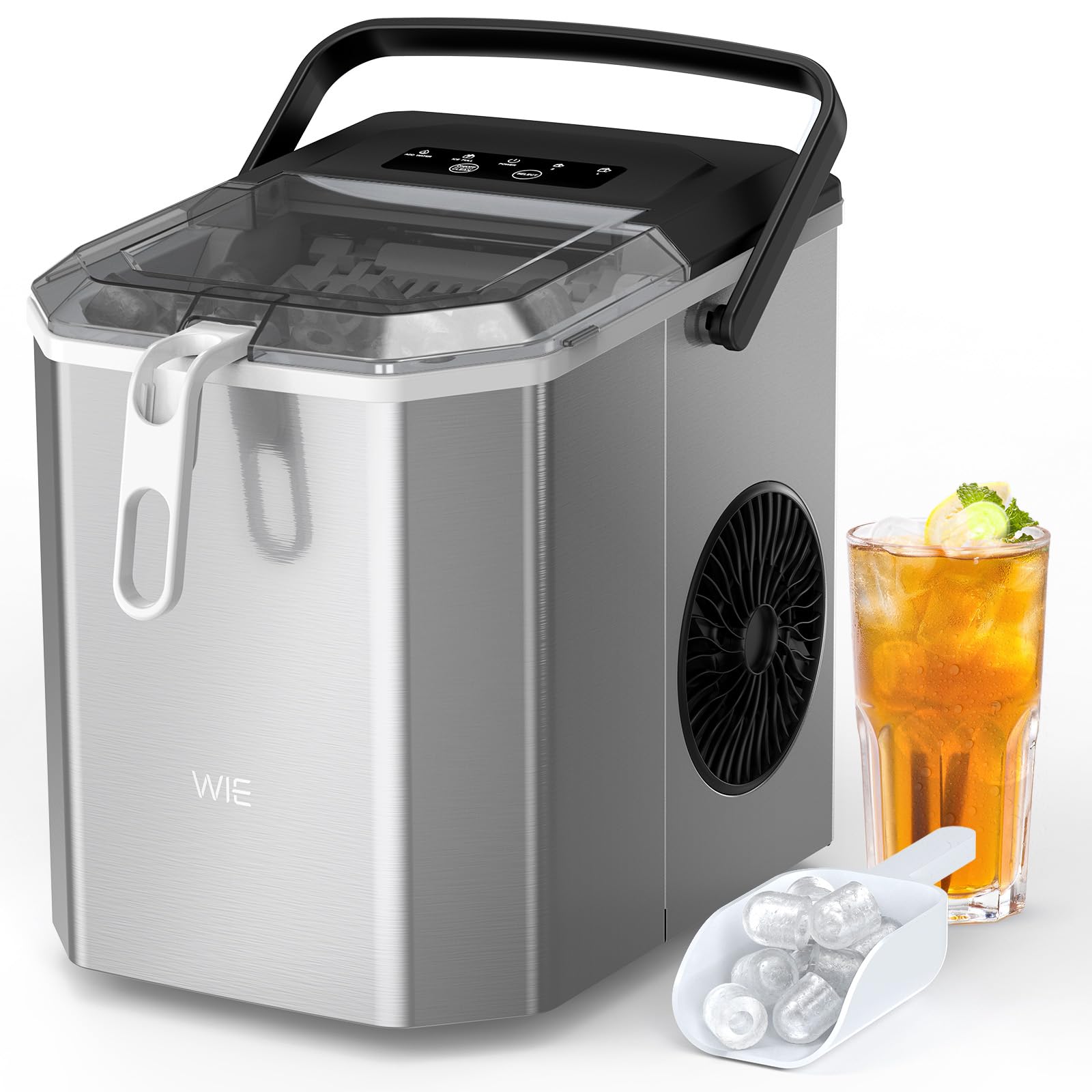 WIE Eiswürfelmaschine 1.3L – 9 Würfel in 6 Minuten, 12 kg/Tag, selbstreinigend
