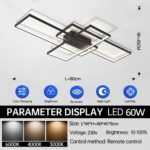 ASJK LED Deckenleuchte 80cm 60W – Dimmbar mit Fernbedienung für modernes Wohnzimmer – Bild 3