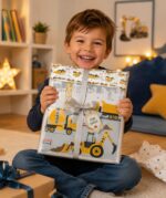 SkyBrands Kinder Bettwäsche 135x200 cm Baumwolle – Baustelle Wendebezug mit Reissverschluss – Bild 8