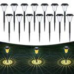 LuJasi Solarleuchten Garten 12er Set IP65 – Warmweisse Gartenbeleuchtung mit Projektionen