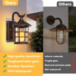 SUZNIU Vintage Wandleuchte Aussen Braun – IP44 Aluminium Aussenlampe E27 für Garten & Terrasse – Bild 4