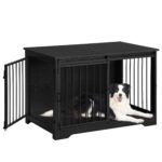 Hzuaneri Hundebox 100 cm mit 2 Schiebetüren – Modernes Möbel für mittlere & grosse Hunde