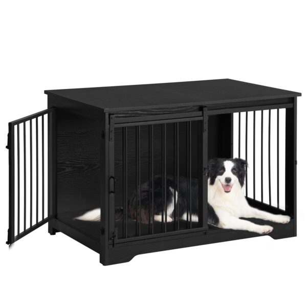 Hzuaneri Hundebox 100 cm mit 2 Schiebetüren – Modernes Möbel für mittlere & grosse Hunde