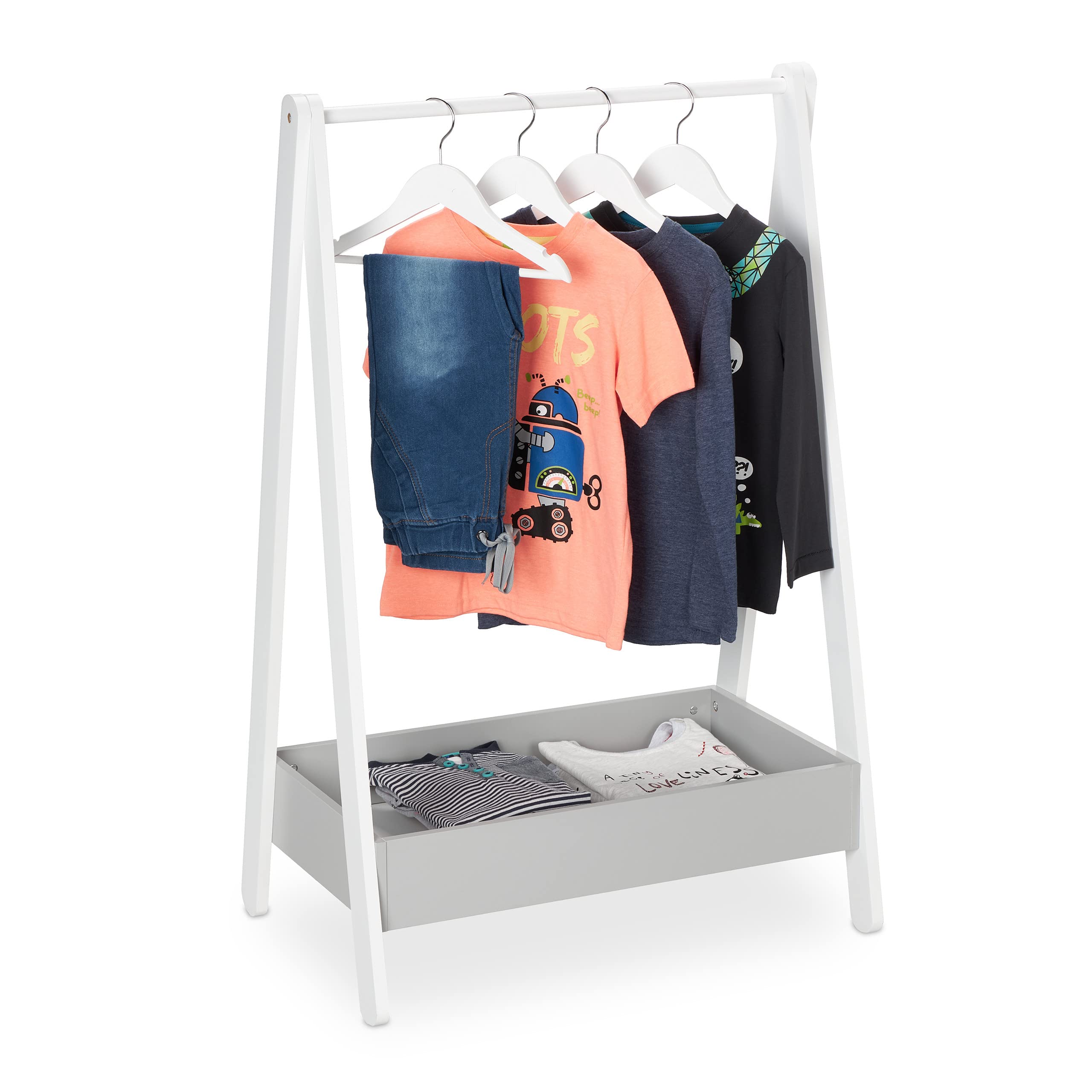Relaxdays Kinder Kleiderständer 99 cm – Garderobe mit Ablage für Selbstständigkeit