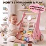 Takeeyce Montessori Lauflernwagen Holz – 8 Spielaktivitäten & Einstellbare Räder ab 10 Monate – Bild 6