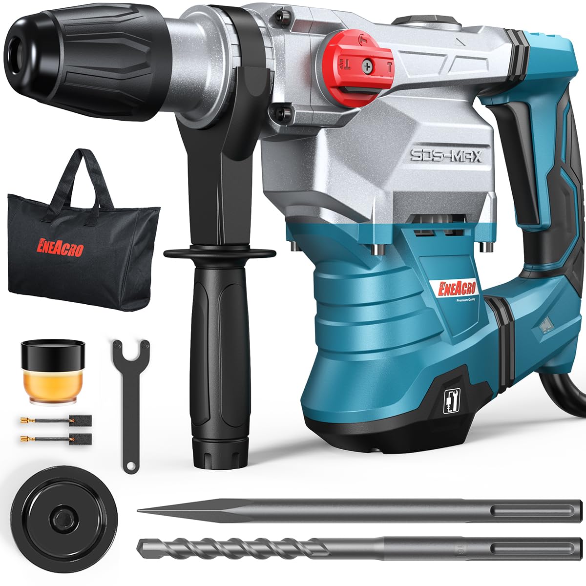 ENEACRO 4001WP SDS-MAX Bohrhammer 1500W – 12 Joule Abbruchhammer mit 3 Funktionen