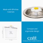 Catit Edelstahl Blumenbrunnen 3L – Katzenbrunnen mit Dreifachfilter & 3 Durchflusseinstellungen – Bild 5