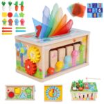 LZDMY Montessori Aktivitätsswürfel 6 in 1 – Motorikspielzeug aus Holz für Babys ab 6 Monaten