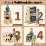 COSYLAND Lernturm 4in1 klappbar – Holz Stehhilfe, Schreibtisch & Elefanten-Hocker ab 1 Jahr – Bild 3