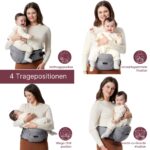 Momcozy Hüfttrage mit 3D-Bauchschutz bis 20 kg – Ergonomische Babytrage Grau M – Bild 7