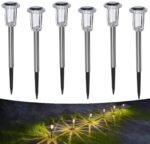 Aourow 6er Set Solarleuchten für Garten – Warmweiss LED Bodenleuchten IP65 wasserdicht
