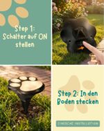 6er-Set Solar Bodenleuchten Pfotenabdruck – Warmweisse LED Gartenbeleuchtung für Aussen – Bild 3
