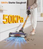 CHEBIO Akku Staubsauger 50KPA/600W mit Anti-Tangle-Bürste – 75 Min Laufzeit für Tierhaare – Bild 3
