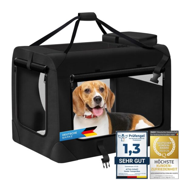 all Pets United Hundebox Grösse L 70x52x52 cm – Faltbare Transportbox mit Stahlrahmen