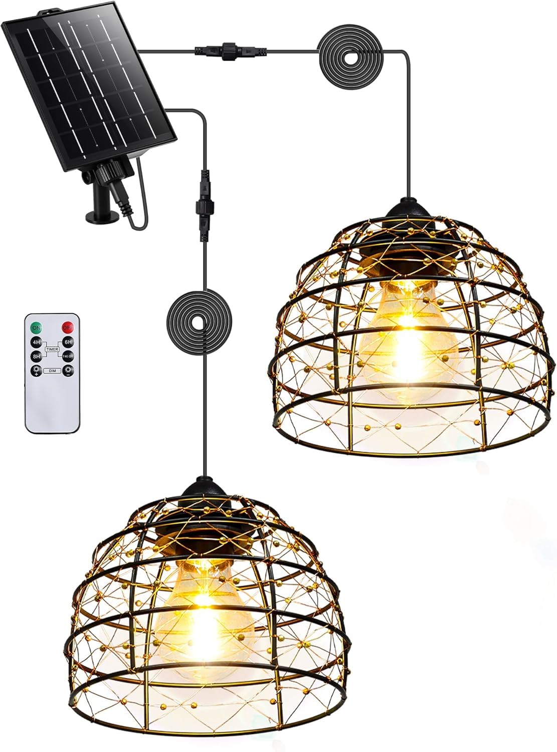 FabStyl Solar Hängeleuchte Boho-Design – 2er Set mit Fernbedienung & Timer für Garten