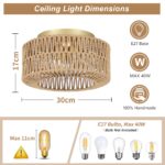 Rayofly Boho Deckenlampe 3-flammig mit Rattan & Bambus – Vintage Leuchte für jeden Raum – Bild 6