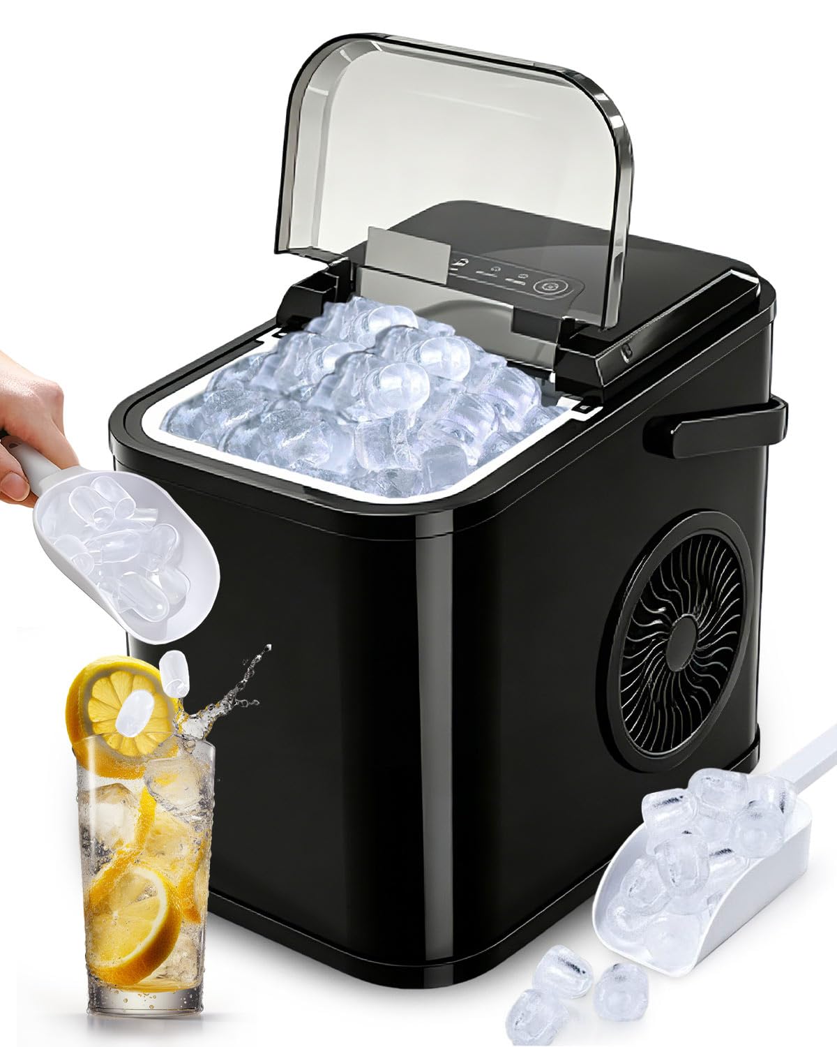Evolpor Eiswürfelmaschine Arbeitsplatte – 12 kg/24h mit 2 Eisgrössensortiment