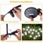 Fohil Solar Weihnachtsbeleuchtung Außen 4er Set mit 32 LED Schneeflocken – Gartendeko – Bild 6