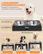 Toozey Hundenapf Höhenverstellbar mit 2x 1200 ml Edelstahl-Schüsseln – für Mittelgrosse & Grosse Hunde – Bild 2