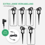 4yourgarden LED Gartenstrahler Set 6er – Wetterfeste Gartenbeleuchtung 12V mit Erdspissen – Bild 3