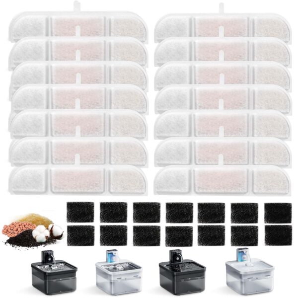 EchoPaws Katzenbrunnen Filter 28er Set – Mehrstufige Filtration für sauberes Trinkwasser