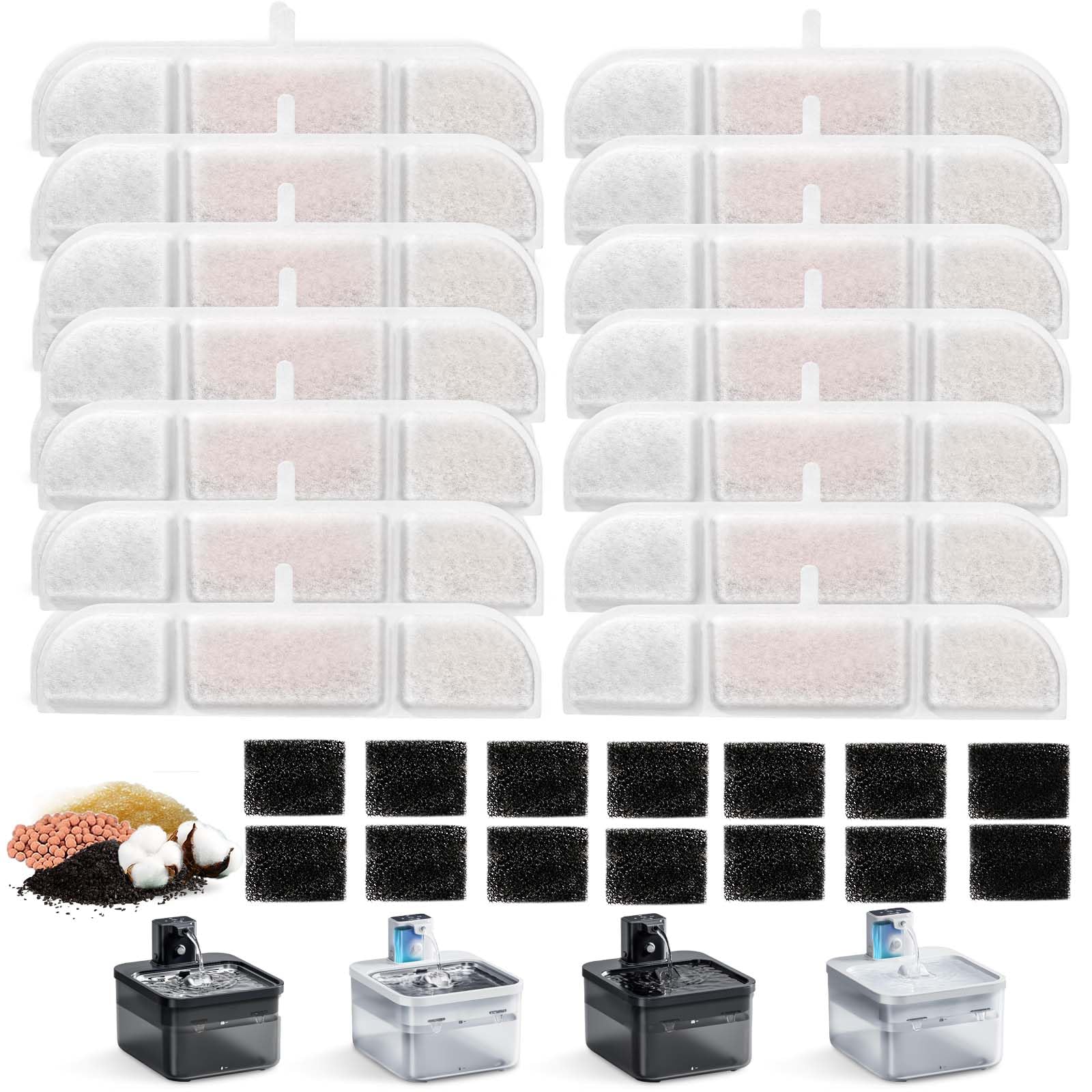 EchoPaws Katzenbrunnen Filter 28er Set – Mehrstufige Filtration für sauberes Trinkwasser