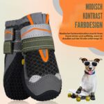 SlowTon Hundeschuhe 4er Set – Atmungsaktiver Pfotenschutz mit rutschfester Sohle für alle Hunde – Bild 3