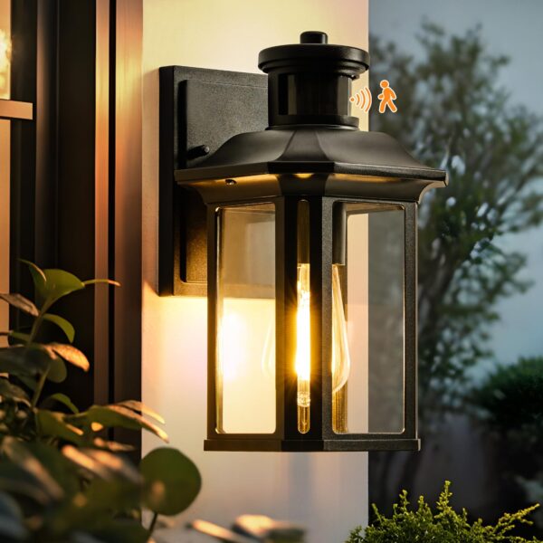 CELAVY Außenwandleuchte mit Bewegungsmelder – Vintage Wandlampe E27 für sichere Beleuchtung