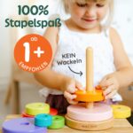 Merle Toys® Holz-Stapelturm mit 8 Ringen – Montessori Spielzeug ab 1 Jahr – Bild 3