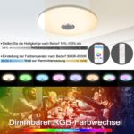 Froadp 72W LED Deckenleuchte mit Bluetooth Lautsprecher – dimmbar, RGB-Farbwechsel, App-steuerbar – Bild 4