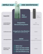Wemoh Tragbarer Flaschenwärmer 450ml – 100W Schnellaufwärmung mit Selbstreinigung für unterwegs – Bild 7