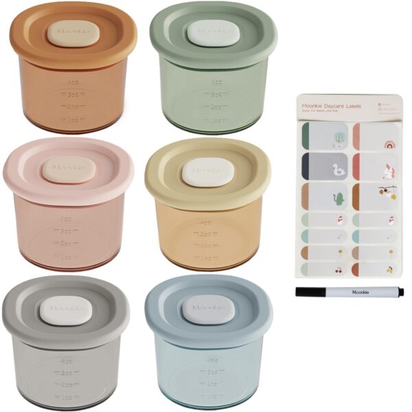 Moonkie 6er-Pack Silikon-Babynahrungsbehälter 120ml – Auslaufsicher & Gefriergeeignet