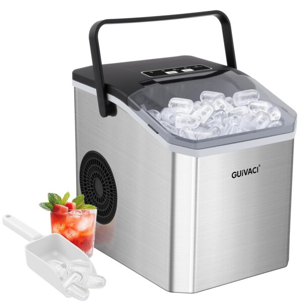 GUIVACI Eiswürfelmaschine mit Selbstreinigung – 12 kg/24h, tragbar mit Griff