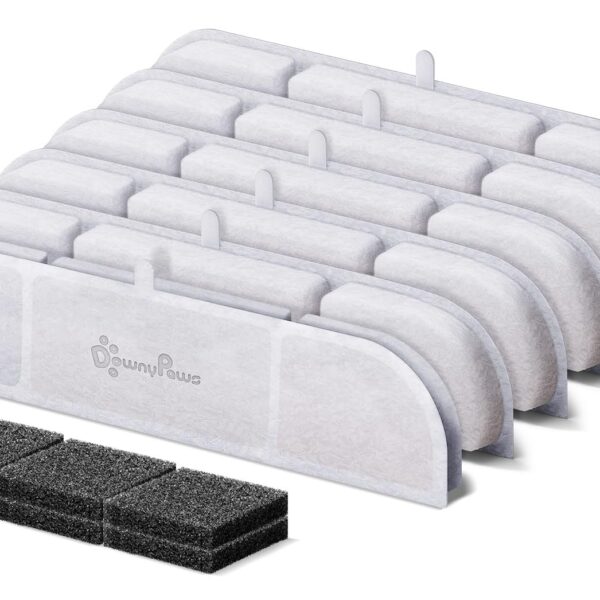 DownyPaws Katzenbrunnen Ersatzfilter 6er Set – Mehrstufiges Filtersystem für DPWFP6