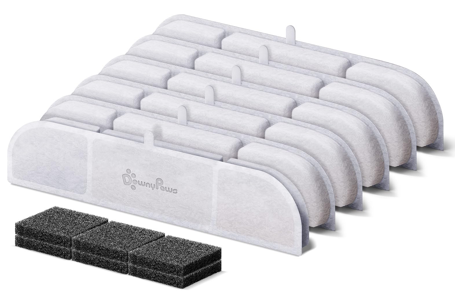 DownyPaws Katzenbrunnen Ersatzfilter 6er Set – Mehrstufiges Filtersystem für DPWFP6