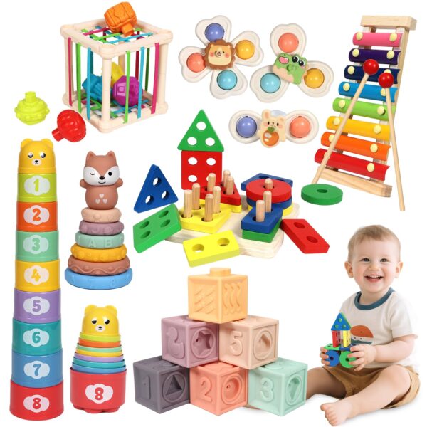 LearnToy Montessori 7-in-1 Aktivitätsset – Motorik-Spielzeug für Kleinkinder 18–36 Monate