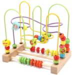Jacootoys Motorikschleife aus Holz – Lernspielzeug mit Zahlen & Obst für Kleinkinder ab 3 Jahren