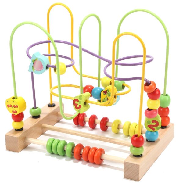 Jacootoys Motorikschleife aus Holz – Lernspielzeug mit Zahlen & Obst für Kleinkinder ab 3 Jahren