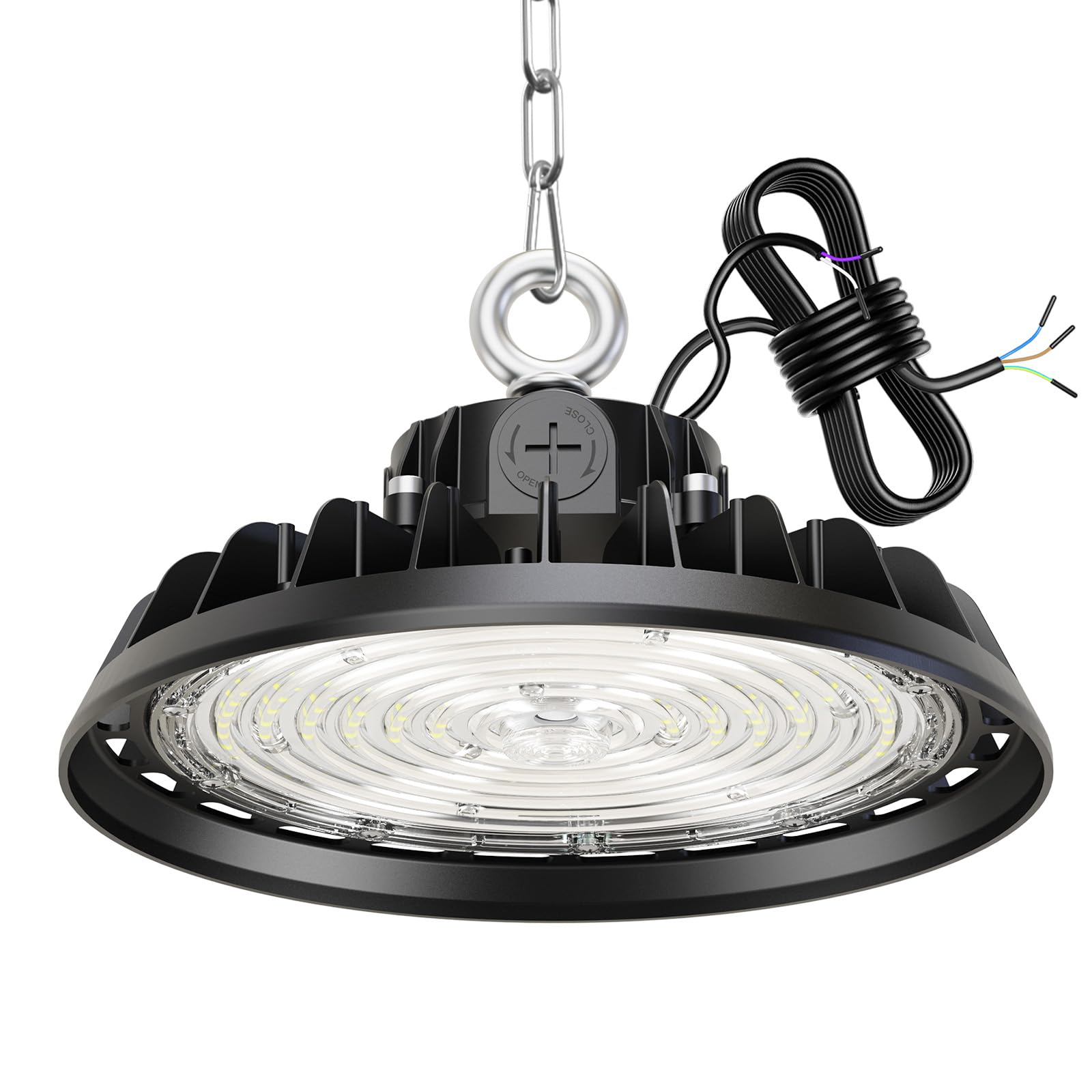 RUISUN UFO 150W LED Hallenstrahler 25500lm – Dimmbare Industrieleuchte IP65 für Werkstatt & Lager