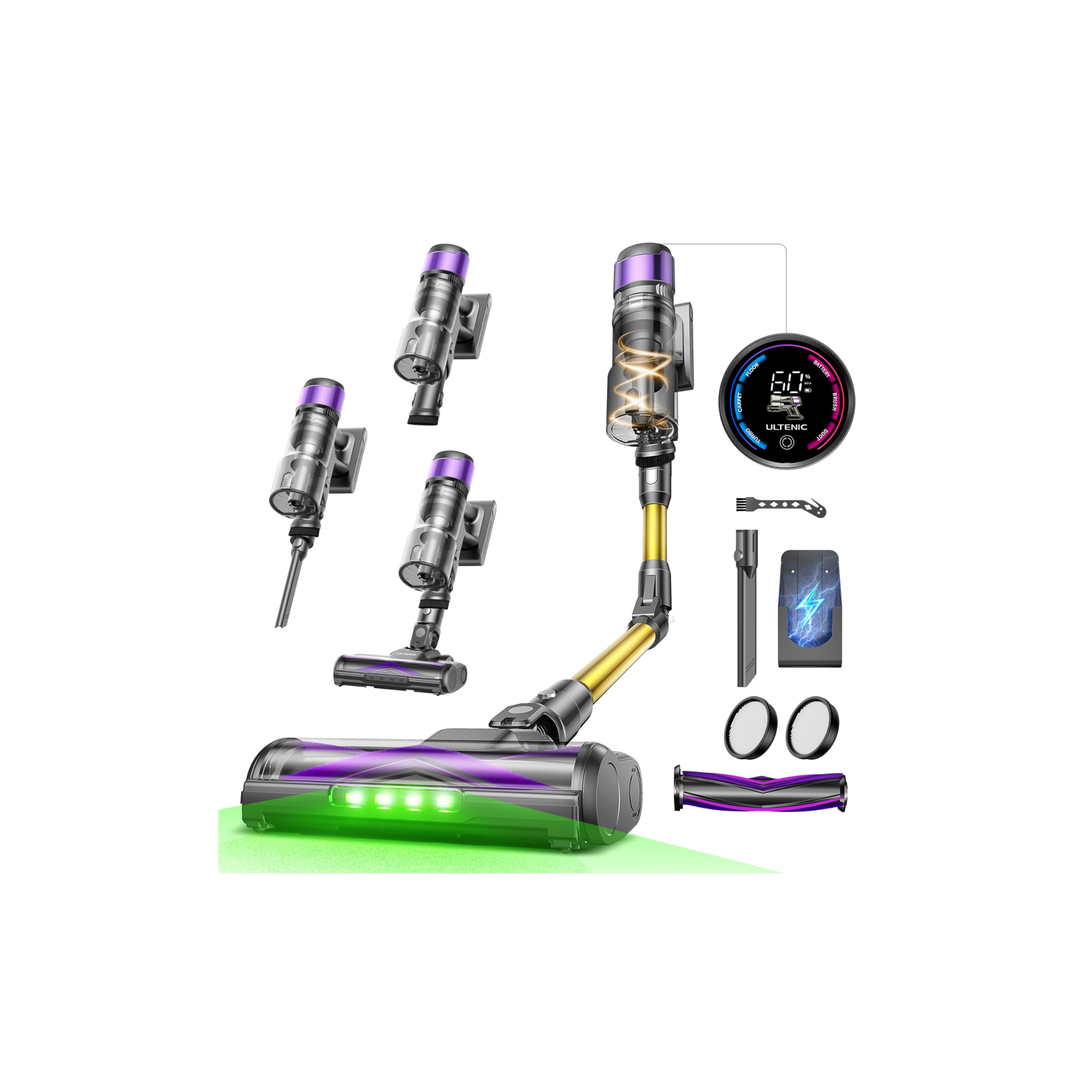 Ultenic U20 Akku-Staubsauger 55 kPa – Kabellos mit Anti-Tangle-Bürste & GreenEye-Technologie