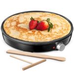 Yabano Crêpe Maker elektrisch 30 cm – 1000W Crepespfanne mit Temperaturregelung