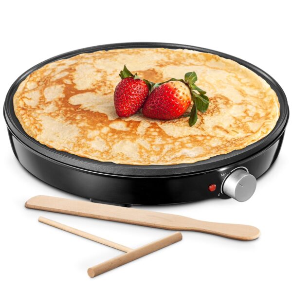 Yabano Crêpe Maker elektrisch 30 cm – 1000W Crepespfanne mit Temperaturregelung