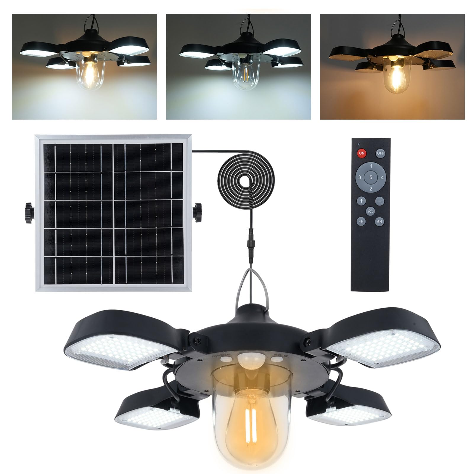 CaalLogt Solar-Hängeleuchte 192 LED mit Fernbedienung – 3200 Lumen IP65 für Innen & Außen