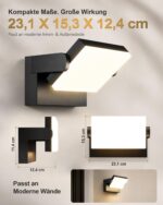 Kingwen 40W LED Wandleuchte aussen mit 360° Drehfunktion – IP65 Aluminiumleuchte 3000lm warmweiss – Bild 7