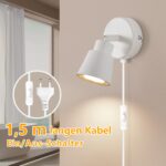 TaFiCo Wandlampe GU10 mit Stecker & Schalter – 350° drehbar für Schlafzimmer & Wohnzimmer – Bild 2