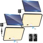 LOTMOS 2er Set Solarleuchten mit Bewegungsmelder & Fernbedienung – IP65 Aussenleuchte für Garten